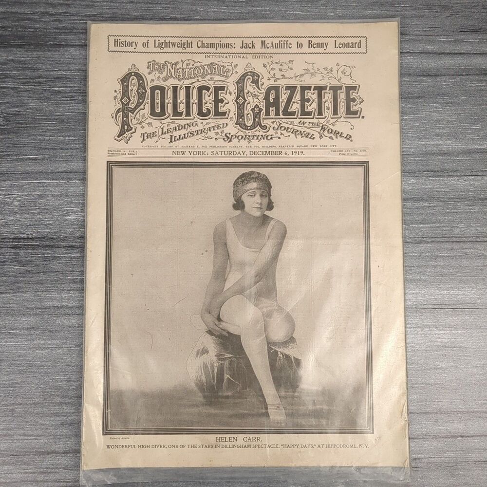 National Police Gazette NY December 6 1919 - Lightweight Champions Helen Carr